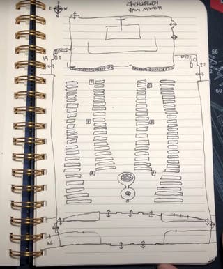 A drawing of a church layout appears in a still image from an undated video that was previously posted to social media and filmed by Robin Westman